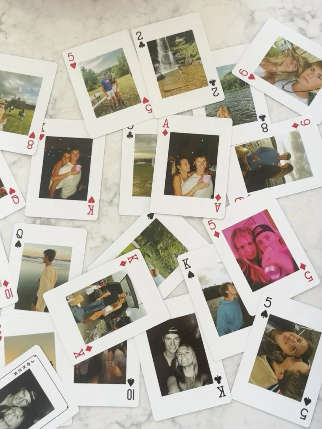 A personalised photo card deck of memories, made as a gift for a sister
